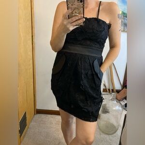 NWT Lucy Paris Black Lace Appliqué Cocktail Dress